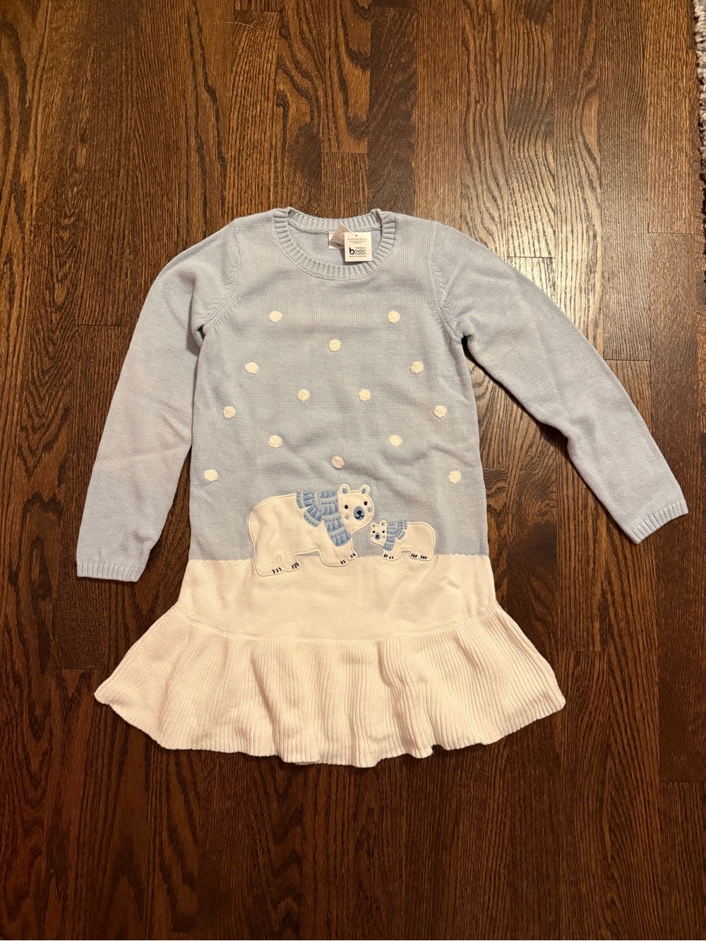 Gymboree Light Blue and White Knit Polar Bear Dress